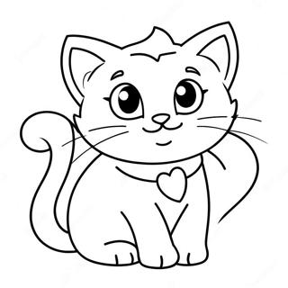 Valentine Playful Kitten Coloring Page | Valentine Animal 塗色頁