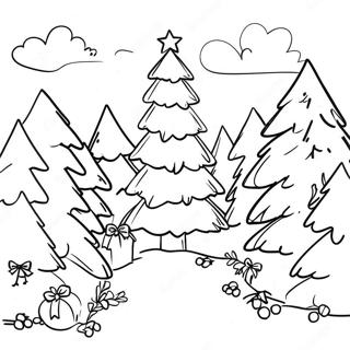 Christmas Tree Farm Scene Coloring Page | Christmas Tree Farm 塗色頁