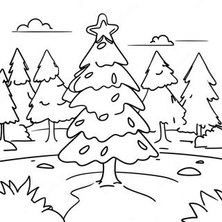 Festive Christmas Tree Farm Coloring Page | Christmas Tree Farm 塗色頁