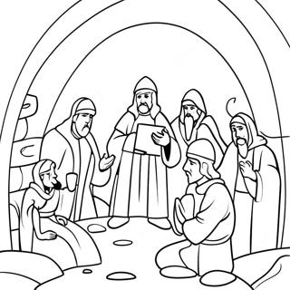 Fiery Furnace Scene Coloring Page | Shadrach Meshach and Abednego 塗色頁