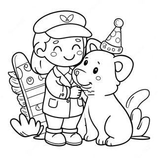 Cute Vet with Animals Coloring Page | Vet 塗色頁