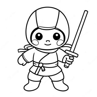 Cute Ninja with a Katana Coloring Page | Hello Ninja 塗色頁