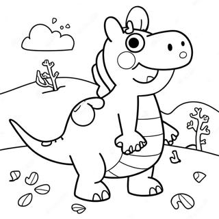 Peppa Pig Dinosaur Adventure Coloring Page