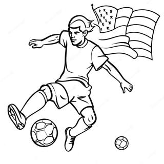 Exciting USA Soccer Player Kicking Ball Coloring Page | USA Soccer 塗色頁