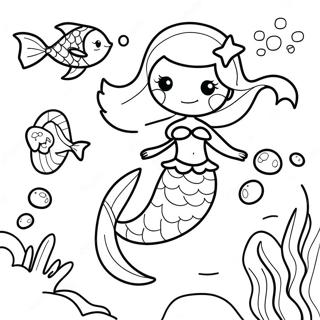 Colorful Mermaid with Dolphin Friends Coloring Page | Mermaid Dolphin 塗色頁