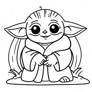 Baby Yoda Easter Bunny Coloring Page | Baby Yoda Easter 塗色頁