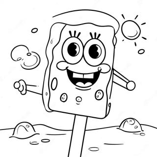 Colorful SpongeBob Popsicle in the Sun Coloring Page | SpongeBob Popsicle 塗色頁