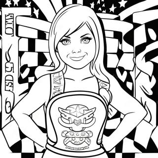 Cute Alexa Bliss with Championship Belt Coloring Page | Alexa Bliss 塗色頁