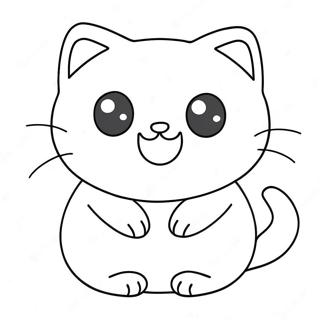 Kawaii Cute Cat Coloring Page