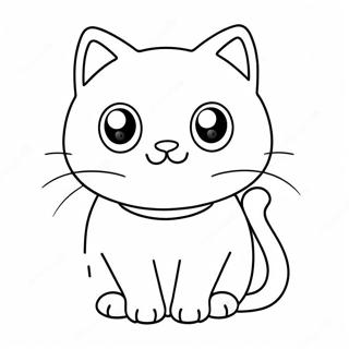 Adorable Kawaii Cat with Big Eyes Coloring Page