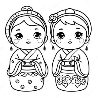 Cute Hinamatsuri Dolls Coloring Page | Hinamatsuri 塗色頁