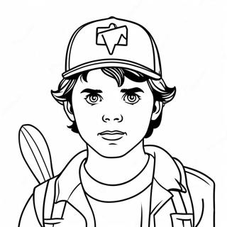 Stranger Things Steve with Bat Coloring Page | Stranger Things Steve 塗色頁