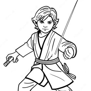 Young Jedi with Lightsaber Coloring Page | Young Jedi 塗色頁