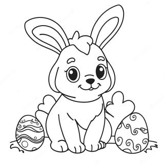 Cute Easter Dog with Bunny Ears Coloring Page | Easter Dog 塗色頁