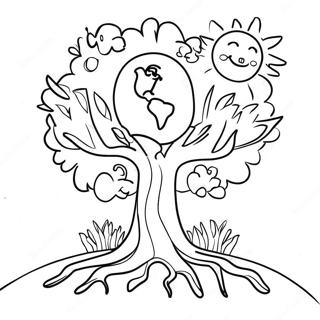 Kindergarten Earth Day Tree Coloring Page | Kindergarten Earth Day 塗色頁