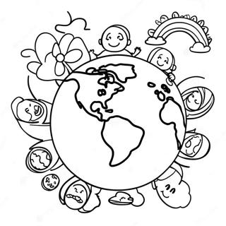 Happy Earth Day Kids Coloring Page | Kindergarten Earth Day 塗色頁