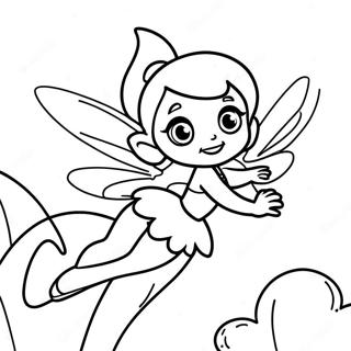 Tinker Bell Flying in the Sky Coloring Page | Disney Fairies 塗色頁