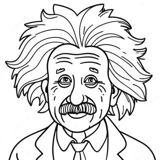 Funny Albert Einstein with Crazy Hair Coloring Page | Albert Einstein 塗色頁