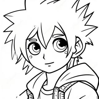 Cool Emo Anime Boy with Spiky Hair Coloring Page | Boy Emo Anime 塗色頁