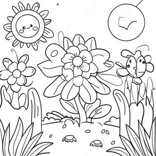 Colorful Flower Garden Coloring Page | Flowering Ideas 塗色頁