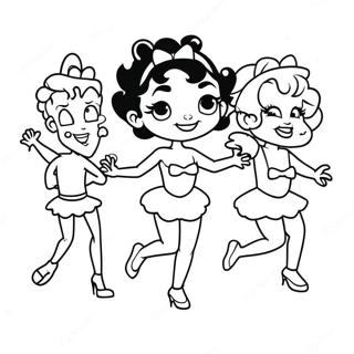 Betty Boop Dancing with Friends Coloring Page | Betty Boop 塗色頁