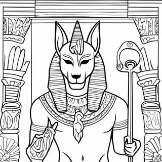 Anubis with the Golden Ankh Coloring Page | Anubis 塗色頁