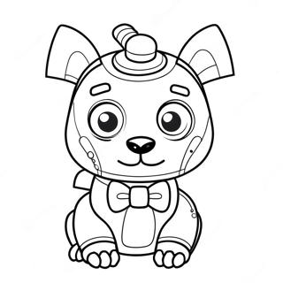 Cute Robot Dog with Bowtie Coloring Page | Robot Dog 塗色頁