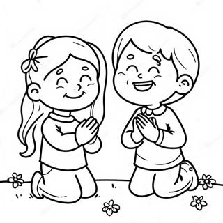 Joyful Children Praying Coloring Page | God is Good 塗色頁