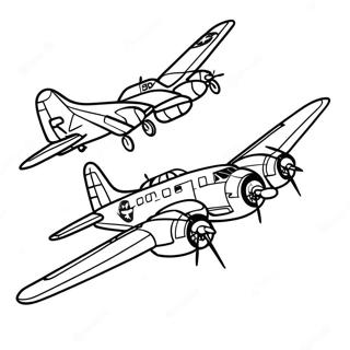 B-17 Bomber Coloring Page | B-17 Bomber 塗色頁