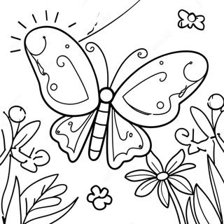 Colorful Butterfly in Garden Coloring Page | Butterfly Page 塗色頁