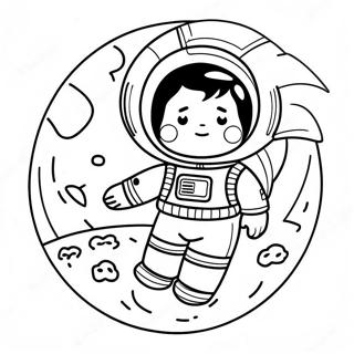 Cute Astronaut Exploring Moon Coloring Page | Astronaut 塗色頁