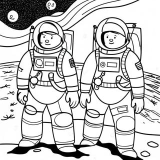 Apollo 11 Astronauts on the Moon Coloring Page | Apollo 11 塗色頁