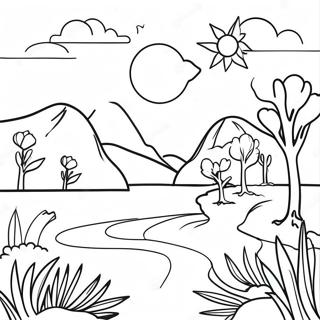 Minimalistic Nature Scene Coloring Page | Minimalistic 塗色頁