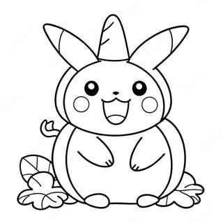 Cute Pikachu in a Pumpkin Costume Coloring Page