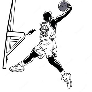 Michael Jordan Jumping for a Slam Dunk Coloring Page | Michael Jordan 塗色頁