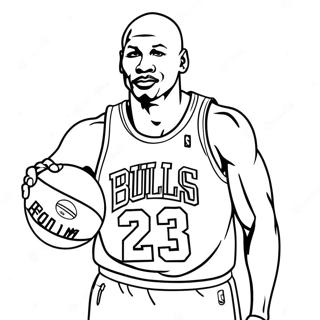 Michael Jordan in a Classic Bulls Jersey Coloring Page | Michael Jordan 塗色頁