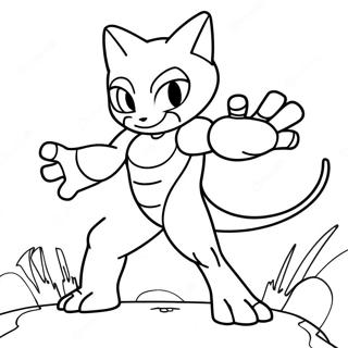 Mewtwo in Battle Pose Coloring Page | Mewtwo 塗色頁