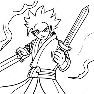 Rengoku with Flame Sword Coloring Page | Rengoku 塗色頁