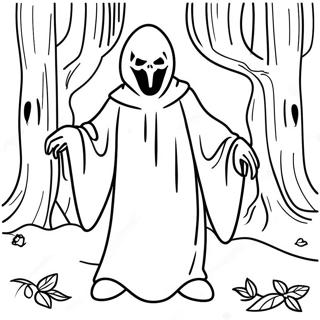 Ghostface in a Spooky Forest Coloring Page | Ghostface 塗色頁