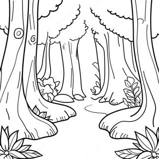 Nature Realistic Forest Scene Coloring Page
