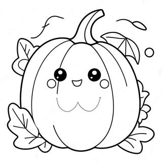 Cute Kawaii Pumpkin Coloring Page | Halloween Kawaii 塗色頁