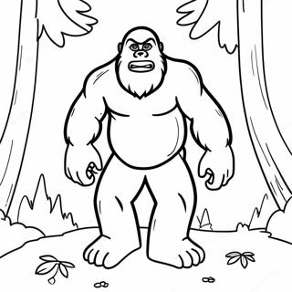 Adventurous Bigfoot in the Forest Coloring Page | Bigfoot 塗色頁