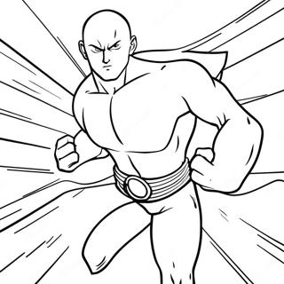 Saitama in Action Coloring Page | One Punch Man 塗色頁