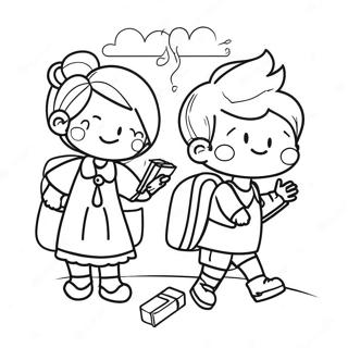 First Day of School Kindergarten Coloring Page | First Day of School Kindergarten 塗色頁