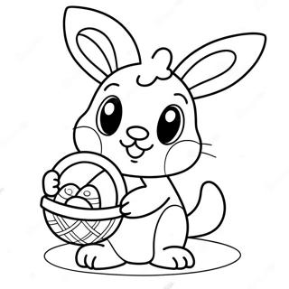 Cute Easter Bunny with Basket Coloring Page | Full Size Easter Bunny 塗色頁