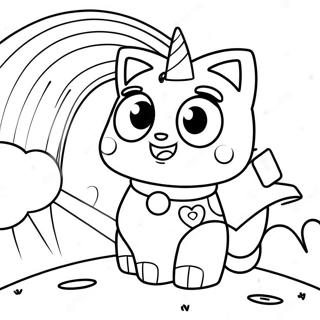 Happy Unikitty in a Rainbow Coloring Page