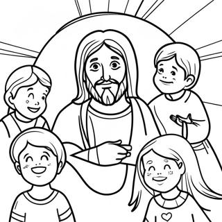 Colorful Jesus with Children Coloring Page | Jesus Loves Me 塗色頁