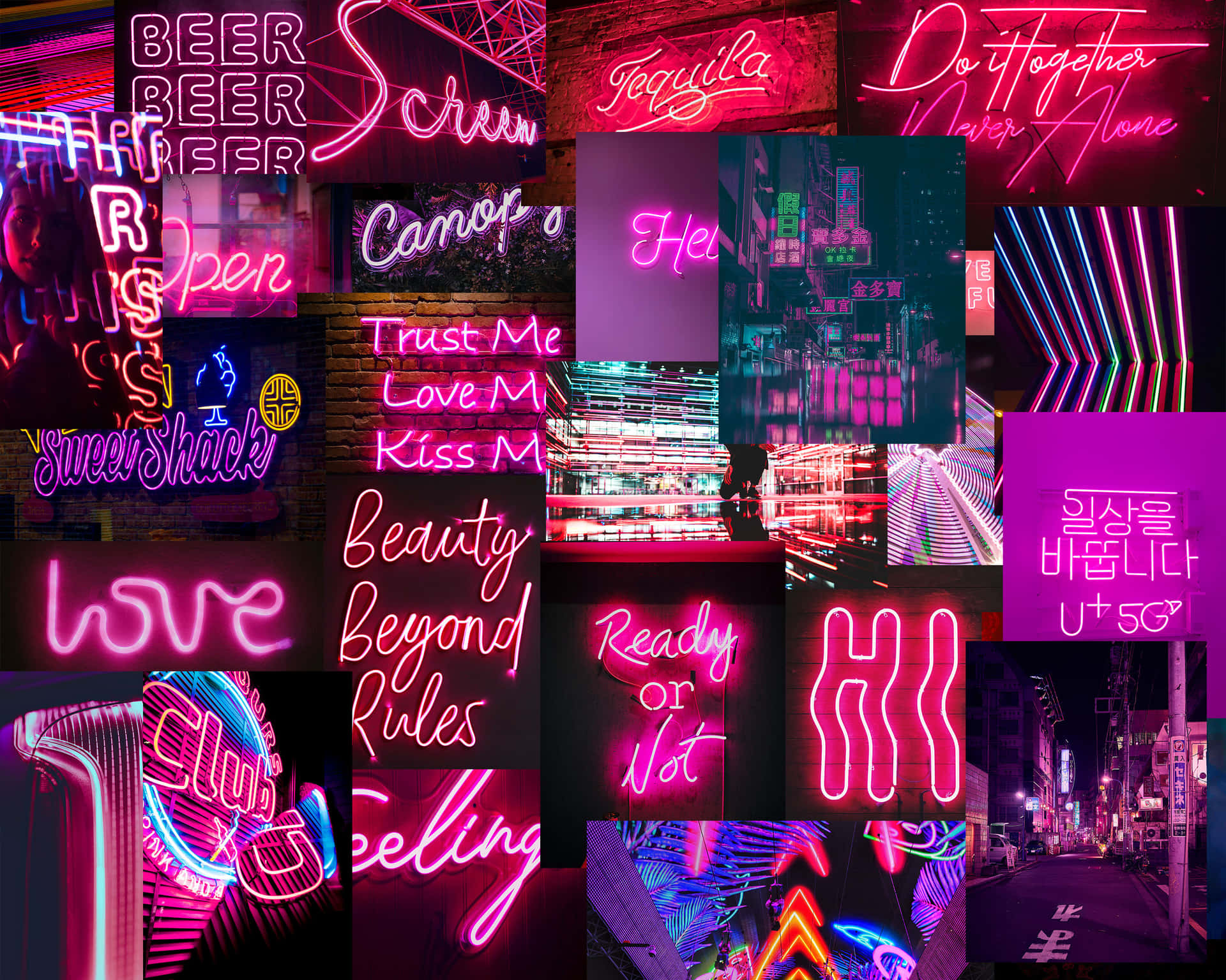 Aesthetic Grunge Neon Signs 桌布