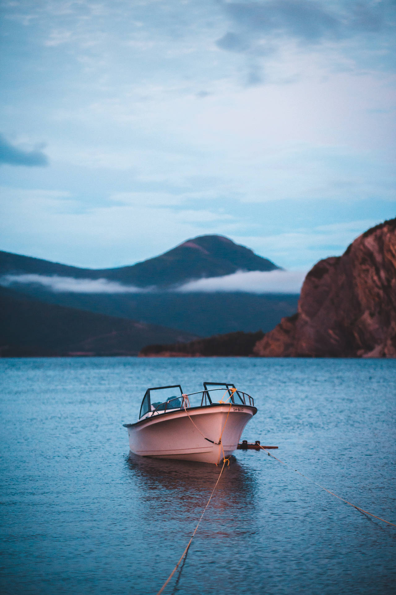 Preview wallpaper boat, rocks, sea, water