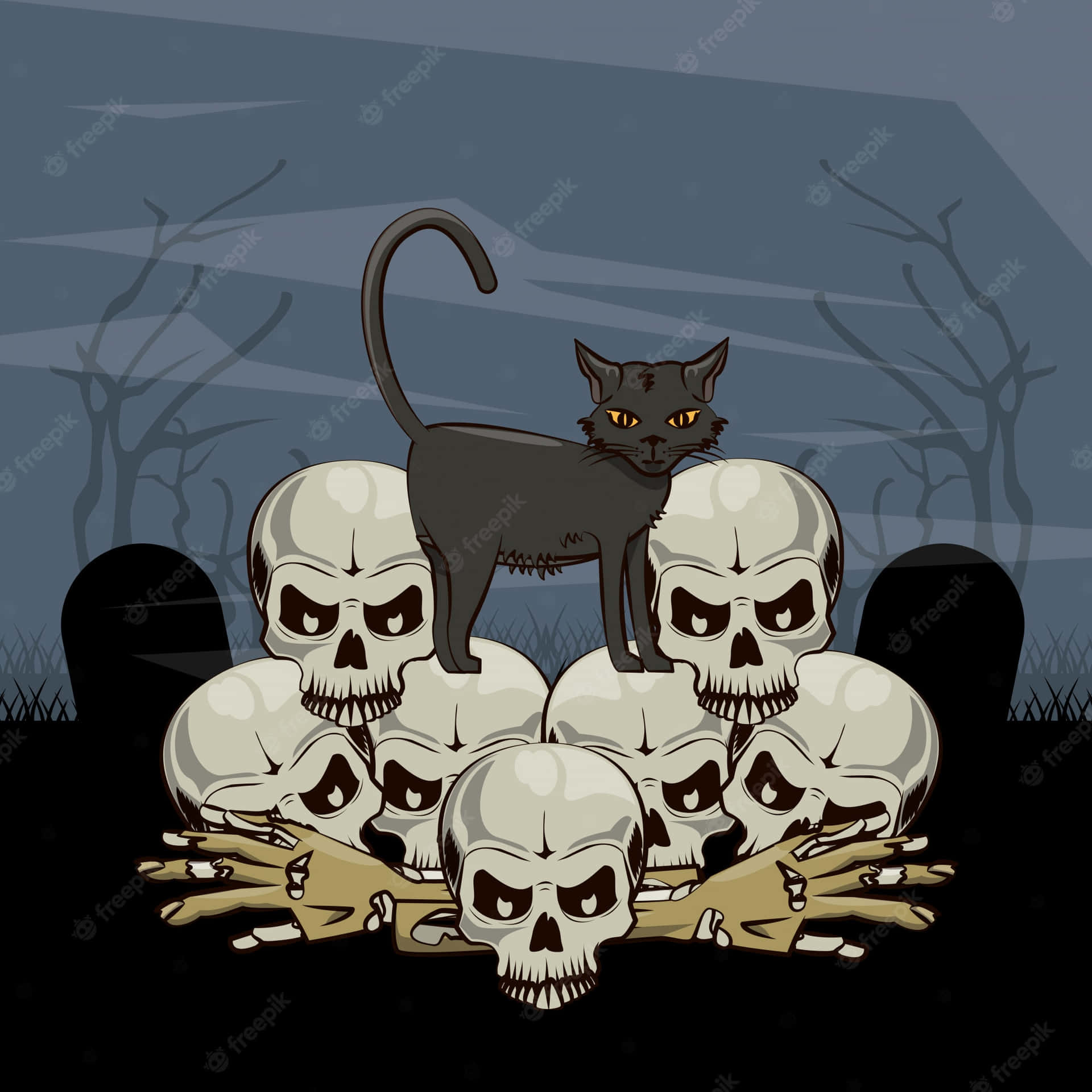 Cartoon Cat Scary 桌布